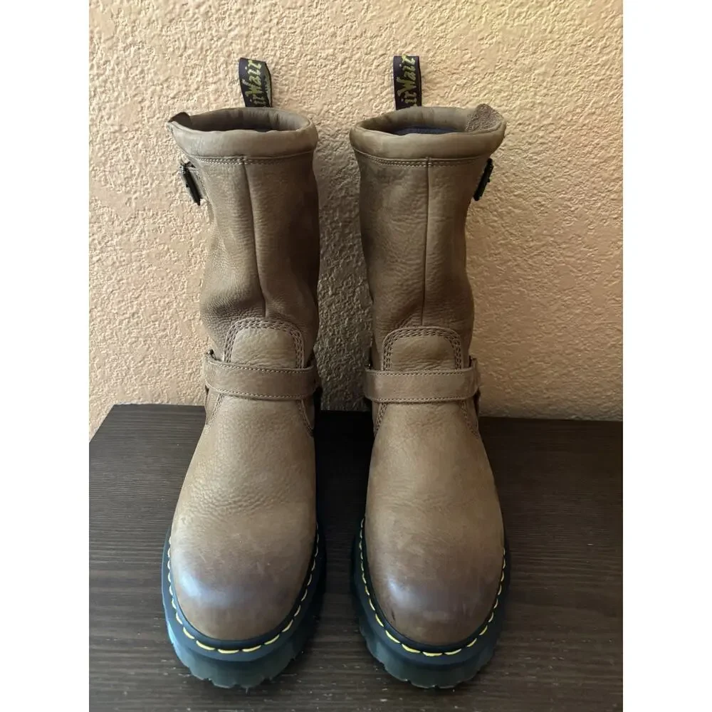 Dr. Marten Men’s Anistone Hi Tumbled Nubuck Buckle Biker Boots Men Size 12 New